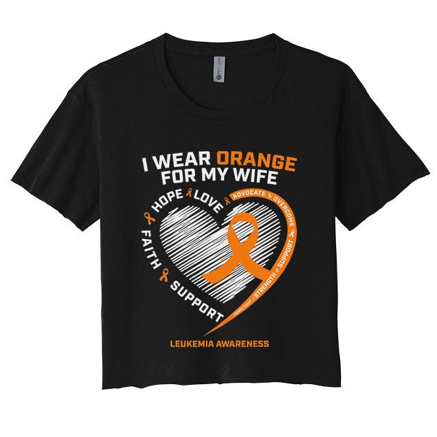 Leukemia Awareness S Wife Husband Leukemia Women's Crop Top Tee