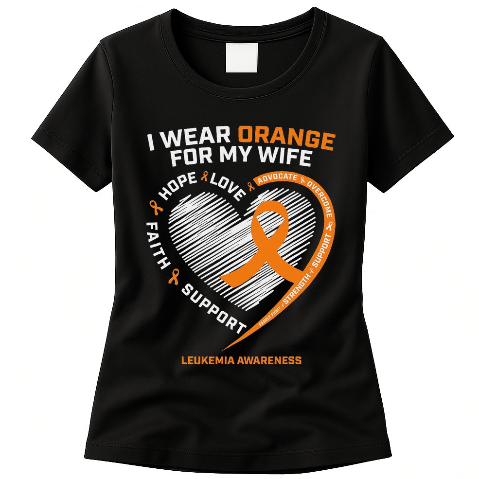 Leukemia Awareness S Wife Husband Leukemia Womens T-Shirt
