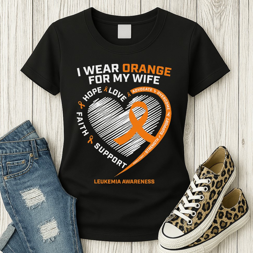 Leukemia Awareness S Wife Husband Leukemia Womens T-Shirt