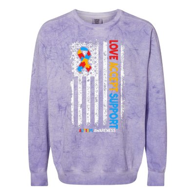 Love Accept Support Autism awareness Colorblast Crewneck Sweatshirt