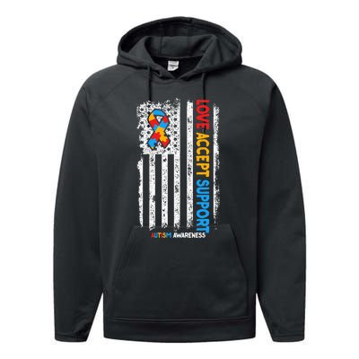 Love Accept Support Autism awareness Performance Fleece Hoodie