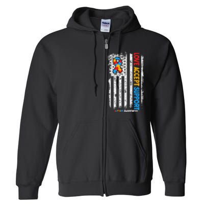 Love Accept Support Autism awareness Full Zip Hoodie