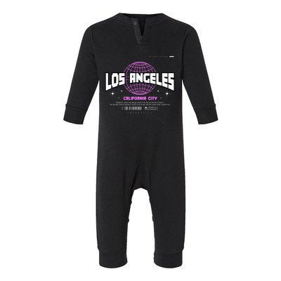 Los Angeles Slogan Retro Style Infant Fleece One Piece