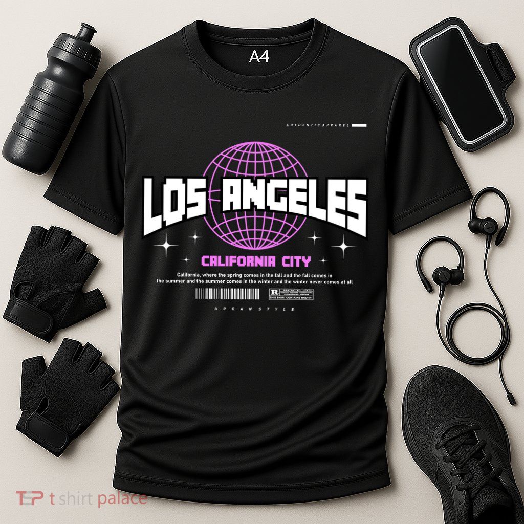 Los Angeles Slogan Retro Style Performance Shirt