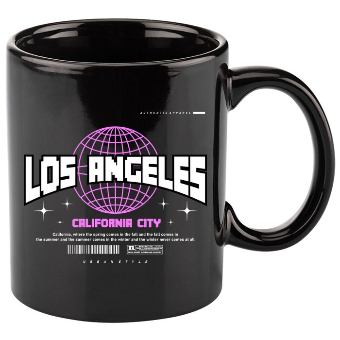 Los Angeles Slogan Retro Style 11oz C Handle Ceramic Mug
