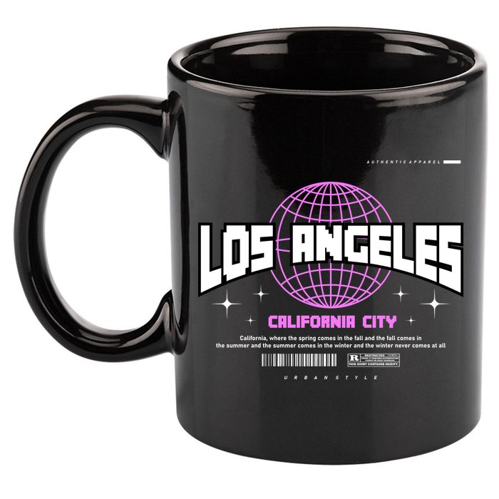 Los Angeles Slogan Retro Style 11oz C Handle Ceramic Mug