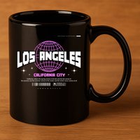 Los Angeles Slogan Retro Style 11oz C Handle Ceramic Mug