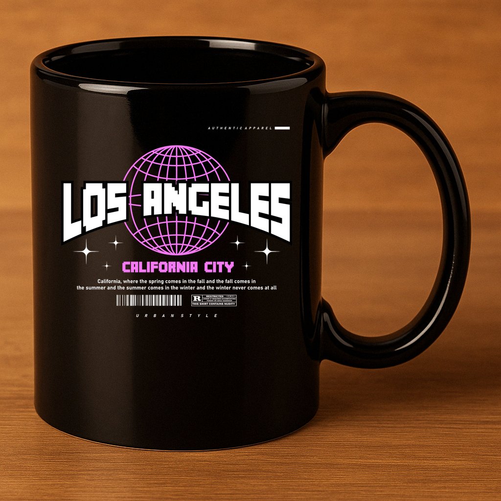 Los Angeles Slogan Retro Style 11oz C Handle Ceramic Mug