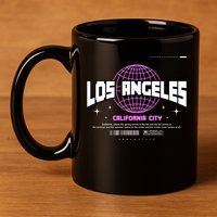 Los Angeles Slogan Retro Style 11oz C Handle Ceramic Mug