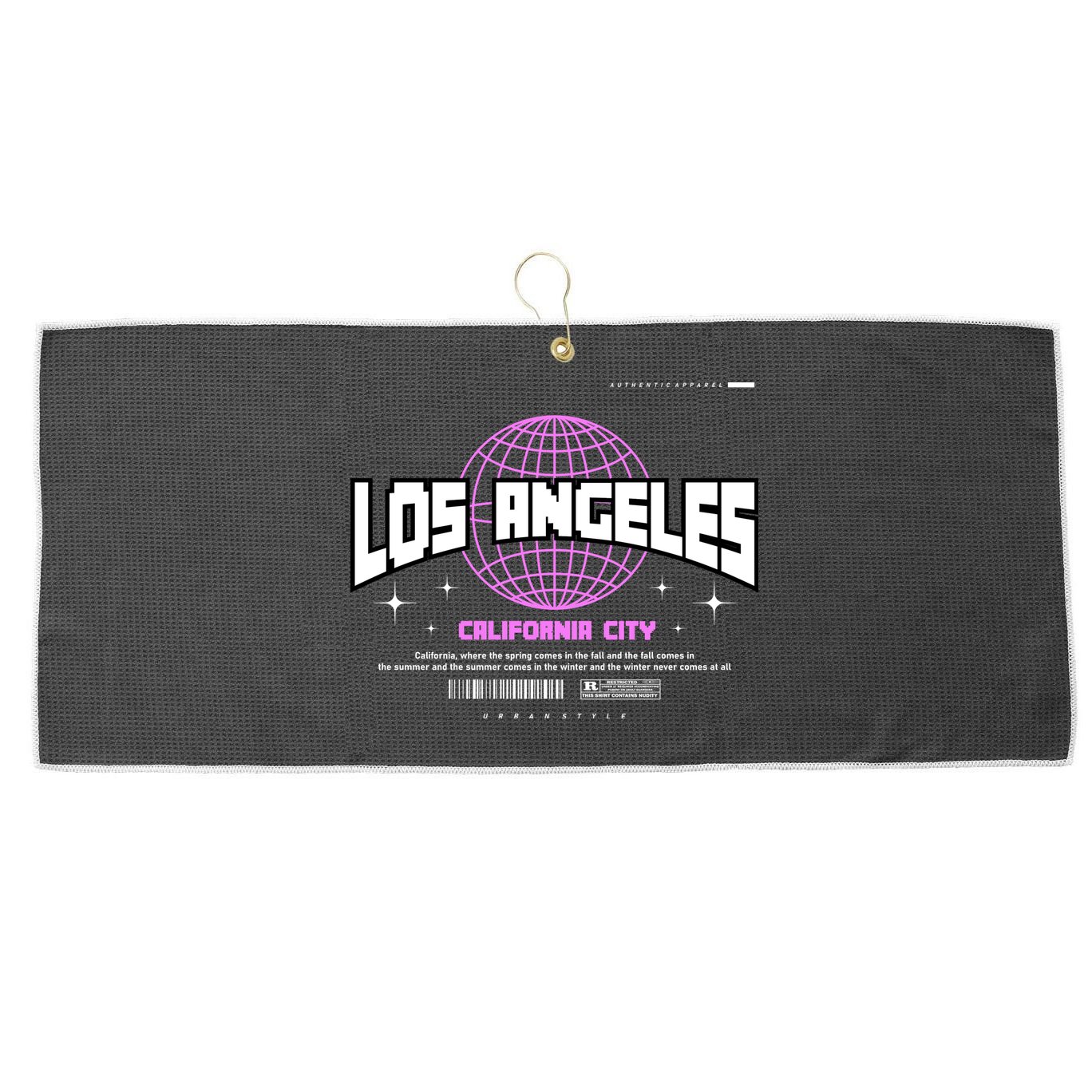 Los Angeles Slogan Retro Style Large Microfiber Waffle Golf Towel