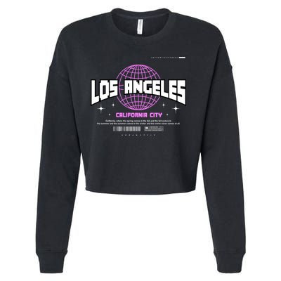 Los Angeles Slogan Retro Style Cropped Pullover Crew