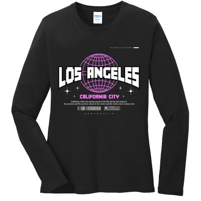 Los Angeles Slogan Retro Style Ladies Long Sleeve Shirt