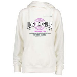 Los Angeles Slogan Retro Style Womens Funnel Neck Pullover Hood