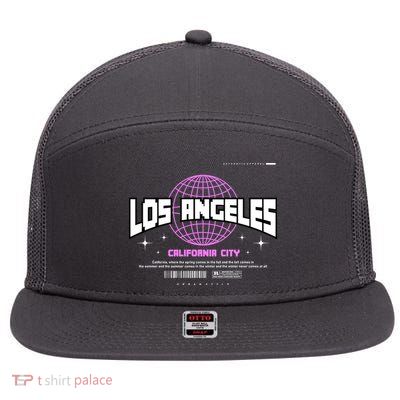 Los Angeles Slogan Retro Style 7 Panel Mesh Trucker Snapback Hat