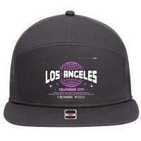 Los Angeles Slogan Retro Style 7 Panel Mesh Trucker Snapback Hat