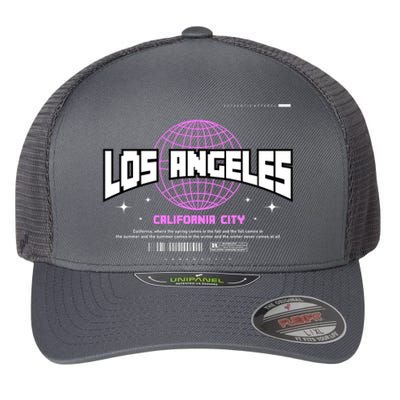 Los Angeles Slogan Retro Style Flexfit Unipanel Trucker Cap