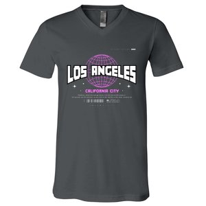 Los Angeles Slogan Retro Style V-Neck T-Shirt