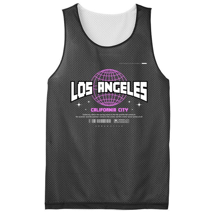 Los Angeles Slogan Retro Style Mesh Reversible Basketball Jersey Tank