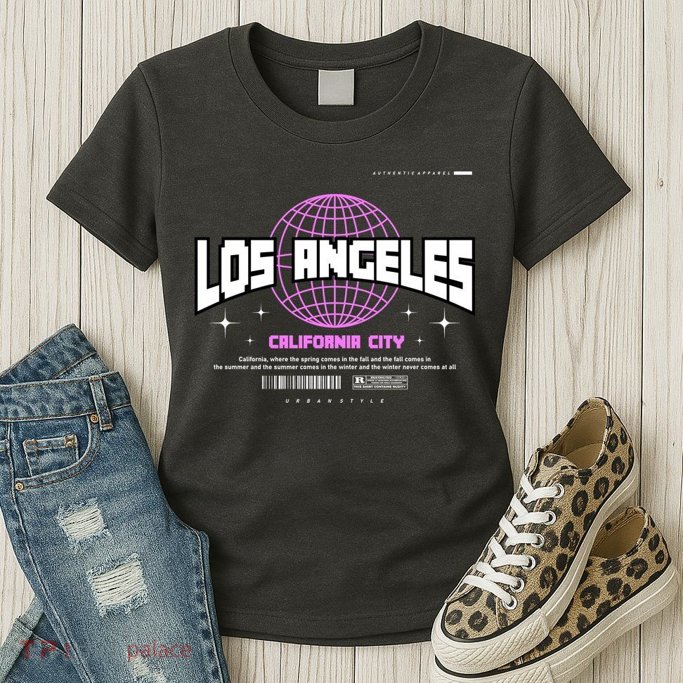 Los Angeles Slogan Retro Style Womens T-Shirt