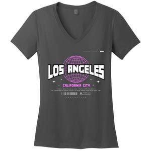 Los Angeles Slogan Retro Style Women's V-Neck T-Shirt