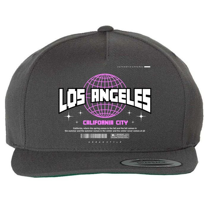 Los Angeles Slogan Retro Style Wool Snapback Cap