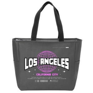 Los Angeles Slogan Retro Style Zip Tote Bag