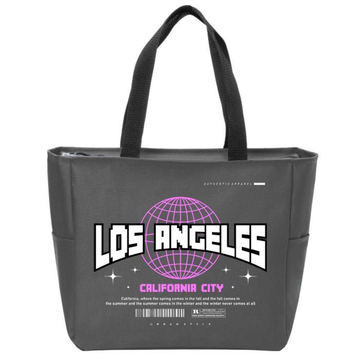 Los Angeles Slogan Retro Style Zip Tote Bag