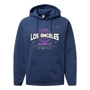 Los Angeles Slogan Retro Style Performance Fleece Hoodie