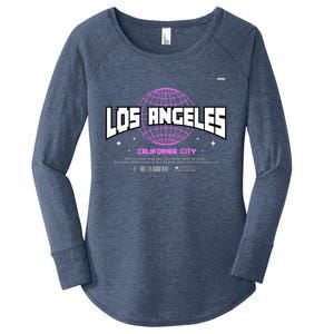 Los Angeles Slogan Retro Style Women's Perfect Tri Tunic Long Sleeve Shirt