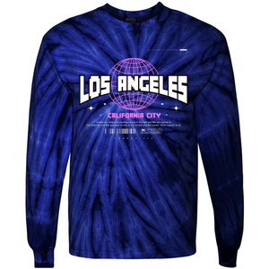 Los Angeles Slogan Retro Style Tie-Dye Long Sleeve Shirt