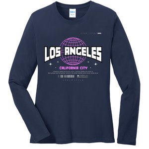 Los Angeles Slogan Retro Style Ladies Long Sleeve Shirt