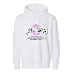 Los Angeles Slogan Retro Style Garment-Dyed Fleece Hoodie