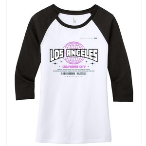 Los Angeles Slogan Retro Style Women's Tri-Blend 3/4-Sleeve Raglan Shirt