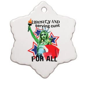 Liberty And Serving Cunt For All Ceramic Star Ornament