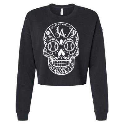 Los Angeles Sugar Skull Day Of The Dead Cinco De Mayo Cropped Pullover Crew