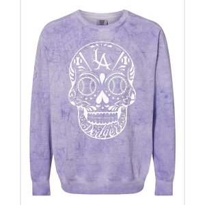 Los Angeles Sugar Skull Day Of The Dead Cinco De Mayo Colorblast Crewneck Sweatshirt