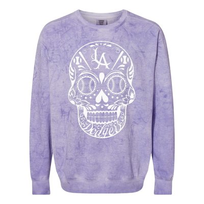 Los Angeles Sugar Skull Day Of The Dead Cinco De Mayo Colorblast Crewneck Sweatshirt