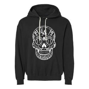 Los Angeles Sugar Skull Day Of The Dead Cinco De Mayo Garment-Dyed Fleece Hoodie