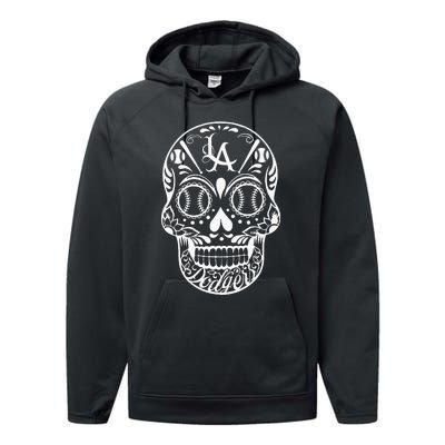 Los Angeles Sugar Skull Day Of The Dead Cinco De Mayo Performance Fleece Hoodie