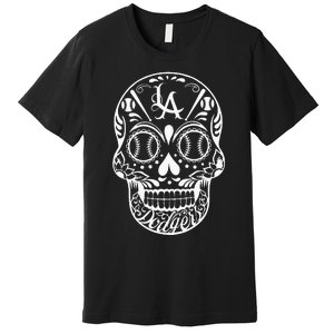 Los Angeles Sugar Skull Day Of The Dead Cinco De Mayo Premium T-Shirt