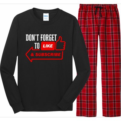 Like And Subscribe Vlogger Podcaster Influencer Long Sleeve Pajama Set