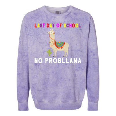 Last Day Of School No ProbLLama Colorblast Crewneck Sweatshirt