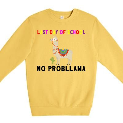 Last Day Of School No ProbLLama Premium Crewneck Sweatshirt