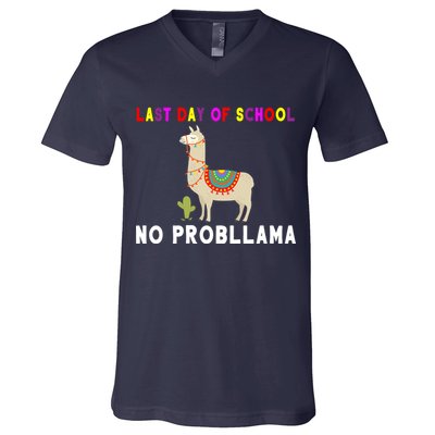 Last Day Of School No ProbLLama V-Neck T-Shirt