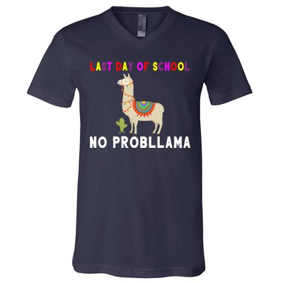 Last Day Of School No ProbLLama V-Neck T-Shirt