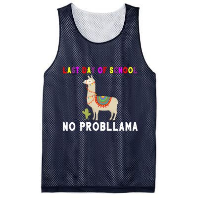 Last Day Of School No ProbLLama Mesh Reversible Basketball Jersey Tank