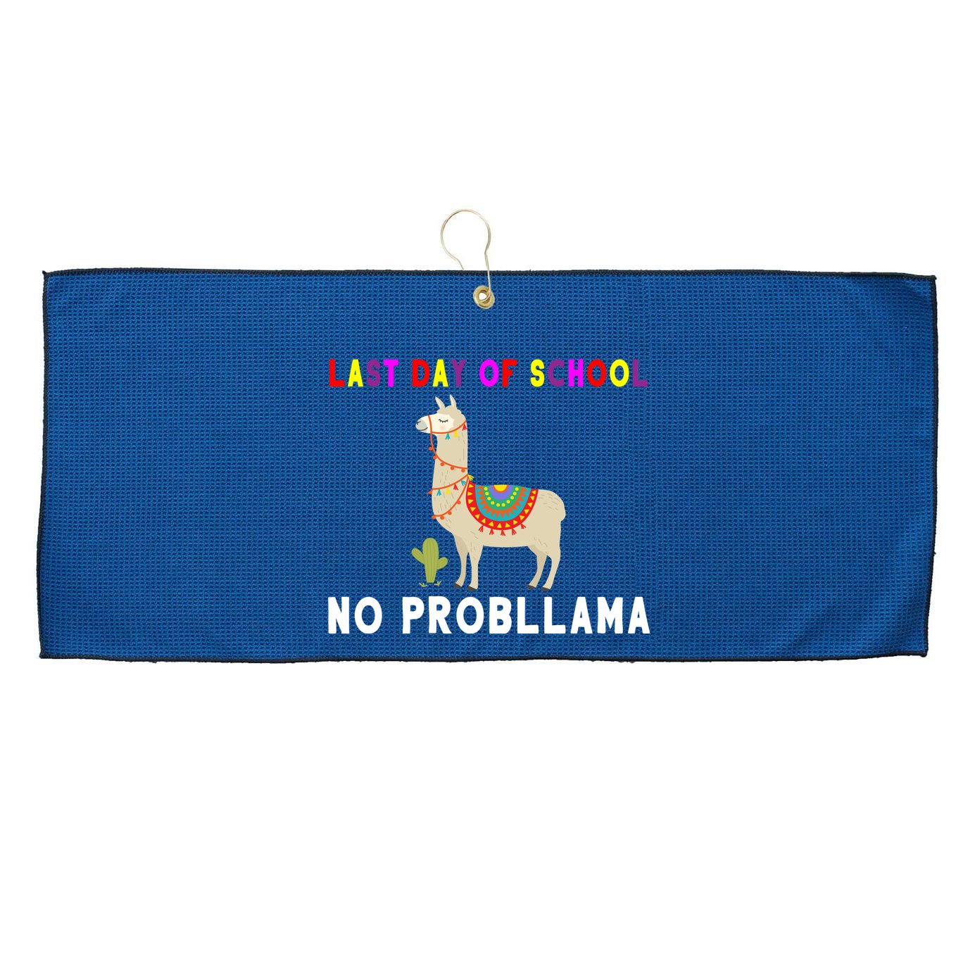 Last Day Of School No ProbLLama Large Microfiber Waffle Golf Towel