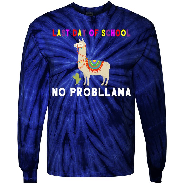 Last Day Of School No ProbLLama Tie-Dye Long Sleeve Shirt