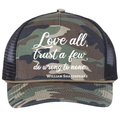 Love All Trust Few Wrong To None Quote William Shakespeare Funny Gift Retro Rope Trucker Hat Cap