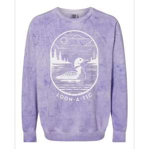 Loon A Tic Funny Common Loon Minnesota Lake Loon Colorblast Crewneck Sweatshirt